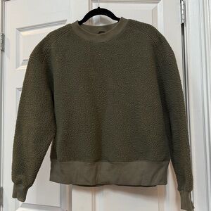 Everlane Teddy green Fleece pullover Sweatshirt